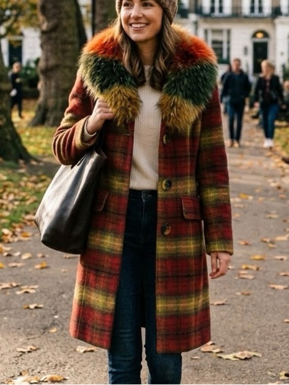 Adele Fado Italian Wool Coat with Fur Collar